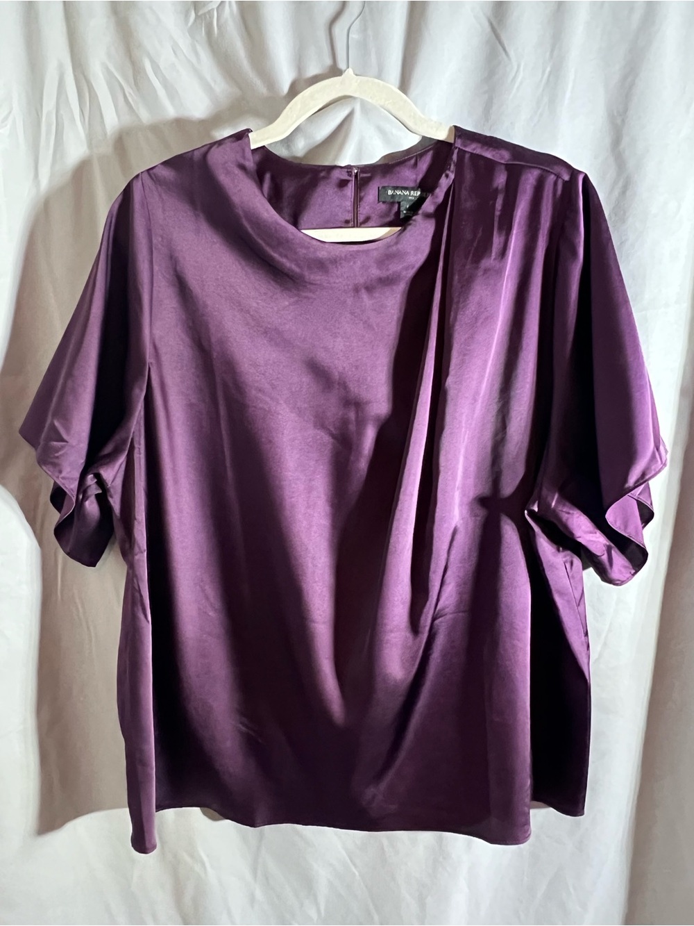 Banana Republic Plum Satin Short Sleeve Blouse